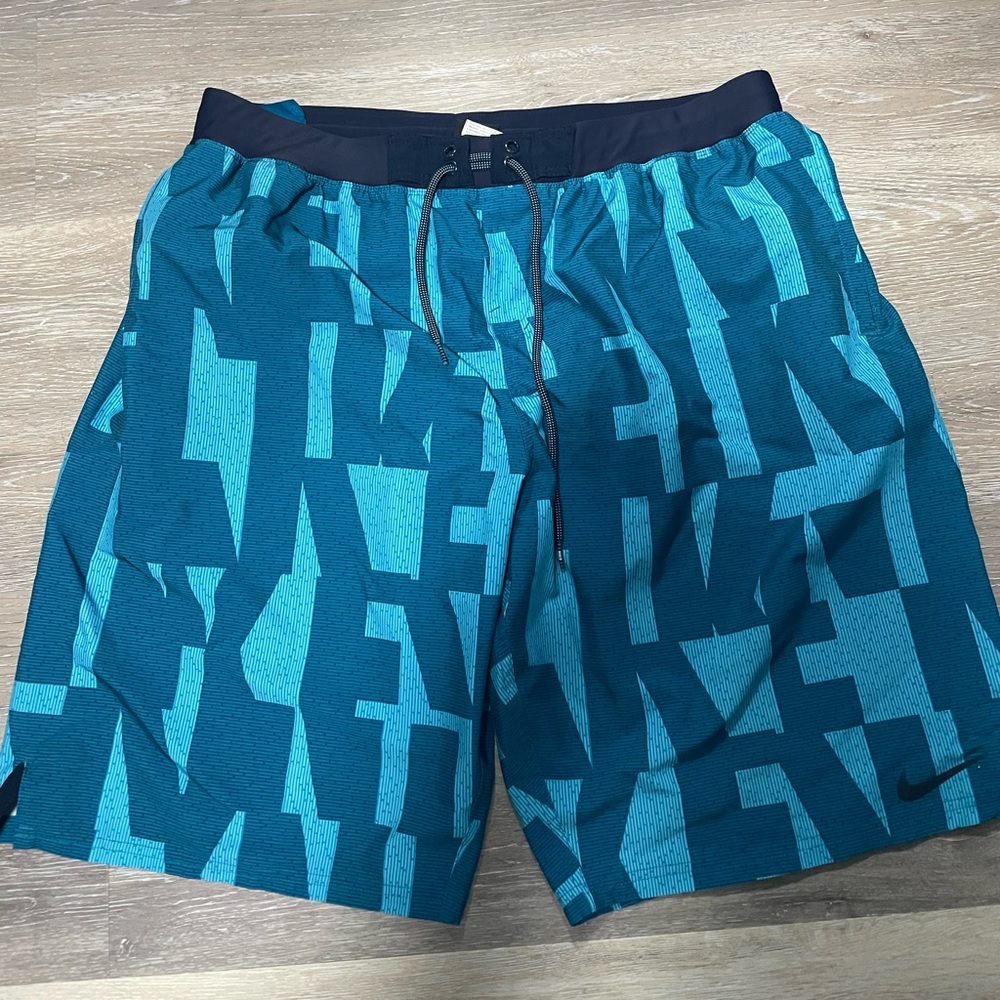 Nike Blue and Black Swim Trunks